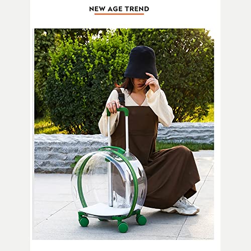 MH-RING Transportín para Perros Totalmente Transparente, Bolsa Maleta Trolley para Mascotas, Impermeable, con Ruedas de Goma, para Mascotas Pequeñas y Medianas, Conejos, Gatos Gordos, Cachorros