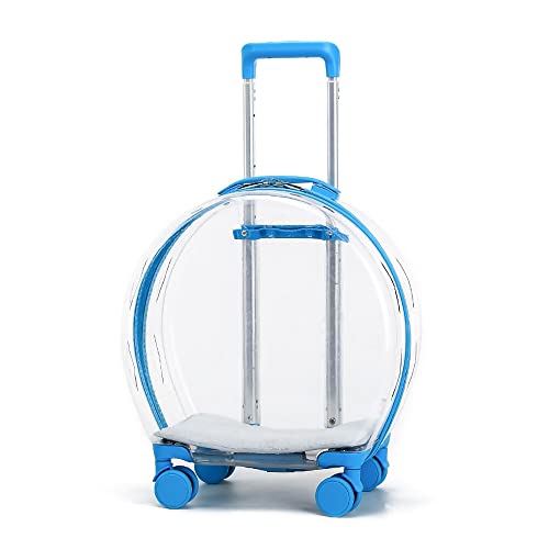 MH-RING Transportín para Perros Totalmente Transparente, Bolsa Maleta Trolley para Mascotas, Impermeable, con Ruedas de Goma, para Mascotas Pequeñas y Medianas, Conejos, Gatos Gordos, Cachorros