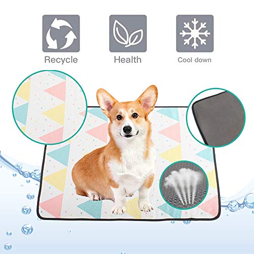 MHwan Alfombra de enfriamiento, colchonetas frías para Perros, Alfombrilla de refrigeración para Mascotas con ventilación de Malla no tóxica para Perros de Seda de Hielo, 60X43CM