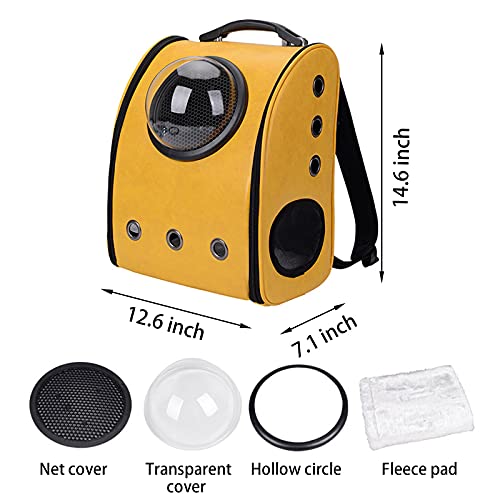 MIAE Bolsa Transportadora para Gatos De 17 Libras, Cápsula Cuadrada Transportadora Portátil, Mochila Impermeable para Perros, Cajas Transportadoras para Mascotas con Ventana,Marrón