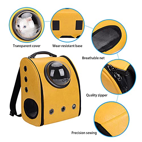 MIAE Bolsa Transportadora para Gatos De 17 Libras, Cápsula Cuadrada Transportadora Portátil, Mochila Impermeable para Perros, Cajas Transportadoras para Mascotas con Ventana,Marrón