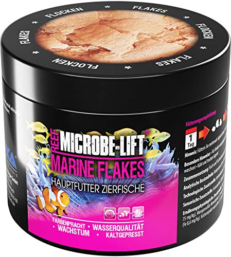 MICROBE-LIFT Alimento en escamas marinas, alimento completo para todos los peces de cualquier acuario de agua salada, 500 ml / 50 g