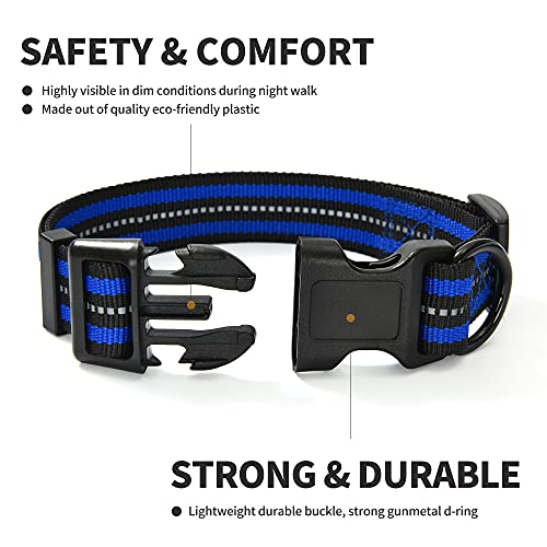 Mile High Life Night Tiras Reflectantes Dobles Collar de Perro de Nylon (2 Pack Azul/Lima, X-Small Neck 23 cm- 33cm -9KG)