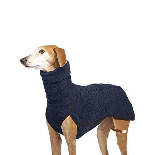 Milifeel Útil cálido y suave galgo trajes de invierno ropa con capucha para mascotas, abrigo de cuello alto para perro, chaleco de cuello alto, chaqueta de abrigo Pitbull (XXXXXL, azul oscuro)