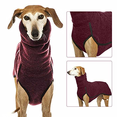 Milifeel Útil cálido y suave galgo trajes de invierno ropa con capucha para mascotas, abrigo de cuello alto para perro, chaleco de cuello alto, chaqueta de Pitbull (XXXXXL, rojo vino)