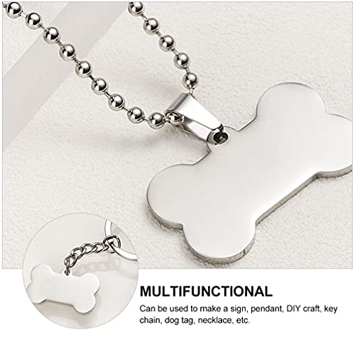 MILISTEN 6 Unids Metal Estampado en Acero Inoxidable Etiquetas en Colgantes Grabado Tag Tag Balls Forma de Hueso sin Terminar Etiqueta de Identificación de PET para Collar