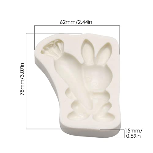 MIMERA Easter DIY Fondant Mold - Bunny Carrot Molde de Silicona de Pascua, Molde para Fondant de Bricolaje, Herramientas de Chocolate Hechas a Mano para Horno, microondas, congelador