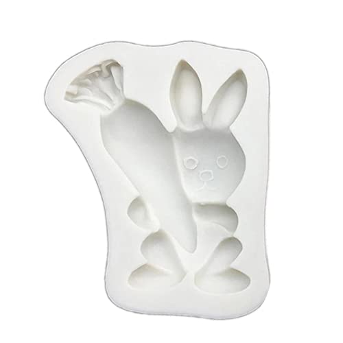 MIMERA Easter DIY Fondant Mold - Bunny Carrot Molde de Silicona de Pascua, Molde para Fondant de Bricolaje, Herramientas de Chocolate Hechas a Mano para Horno, microondas, congelador