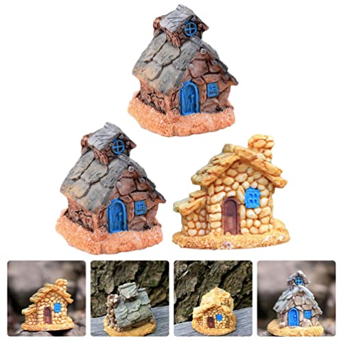 Mipcase Aquarium Decoration House Resin Hadas Casa Estatuas Aire Libre Casa de Cabello Adornos Aquarium Micro Paisaje Decoración para Patio Yarda Random Color 3Pcs