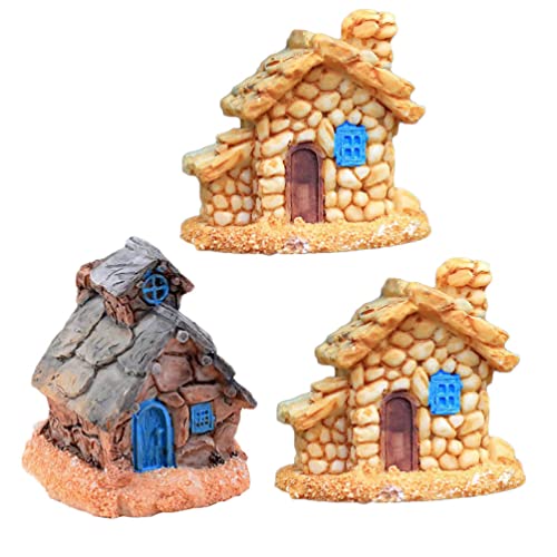 Mipcase Aquarium Decoration House Resin Hadas Casa Estatuas Aire Libre Casa de Cabello Adornos Aquarium Micro Paisaje Decoración para Patio Yarda Random Color 3Pcs