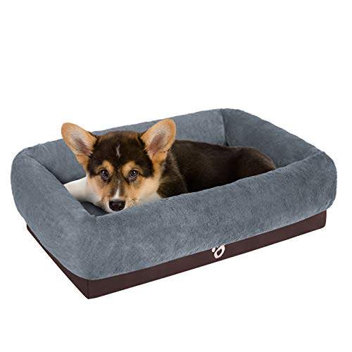 Mirkoo Cama para perro, espuma viscoelástica, sofá para perro, cojín ortopédico de alivio de articulaciones para perros y gatos, lavable a máquina, funda extraíble, forro impermeable