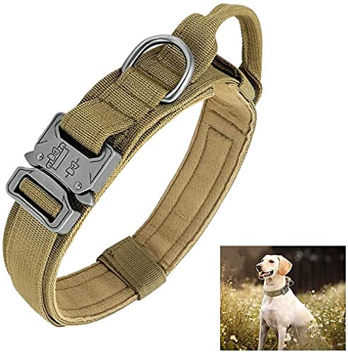 MISINIO Collar de Perro táctico Collar de Perro Militar Ajustable Collar de Perro de Trabajo para Aventuras al Aire Libre Collar de Mascotas con asa (m) Incomparable