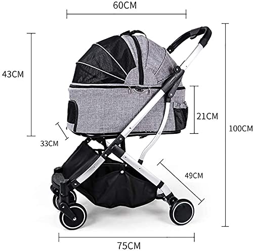 MISTLI HUNDEBUGGY PAWHUT ZWINGER Perro Ultralight TROLLEYS/Cat DOHS Que Lleva Carros/Carrito De Compras Buggy De Mascotas Plegables, Gris