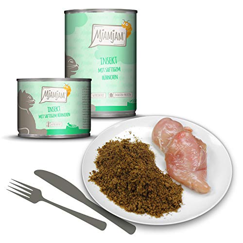 MjAMjAM - Pienso acuoso para Gatos - Insectos con Pollo jugoso - Sin Cereales - 6 x 400 g