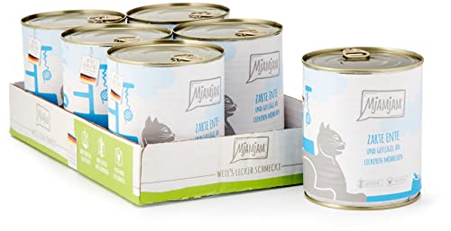 MjAMjAM - Pienso acuoso para Gatos - Pato y Aves Suaves con deliciosas Zanahorias - Sin Cereales - 6 x 800 g