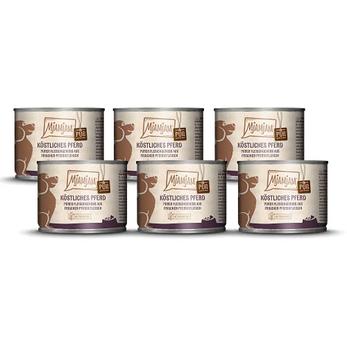 MjAMjAM - Pienso acuoso para Perros - Delicioso Caballo Puro - Sin Cereales - 6 x 200 g