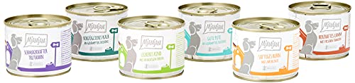 MjAMjAM - Pienso acuoso para Perros - Mix Pack II 1* Pollo & Pato, 1* Ternera, 1* Pavo y arroz, 1* Ternera con calabacín, 1* Pavo y Zanahorias, 1* Cordero 6 x 200 g