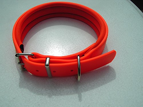 MJH/AfP Collar Talla XS, forrado, cosido, ajustable BioThane 25 mm con neopreno naranja