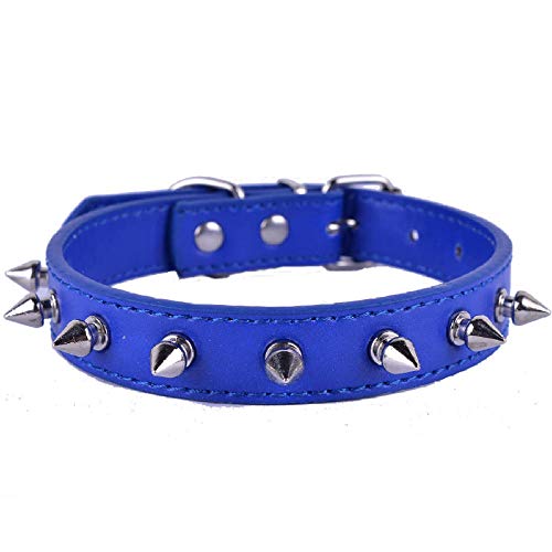 MMWW Punk Spike collare per animali in Pelle PU con Borchie cordino per guinzaglio cordino per animali domestici accessori per cani collare per cani Pitbull Pastore tedesco-Blue_40x2.0cm