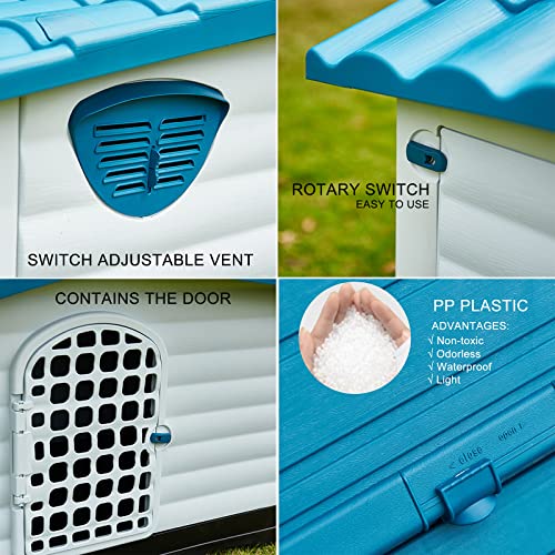 MNBVH Caseta Perros Exterior con Puerta, Casa para Perros Grande Medianos Pequeños, Caseta de Jardín para Perros, Impermeable Casa Perro Interior, Casa Gato Plastico(Size:L:(1-45kg Animal))