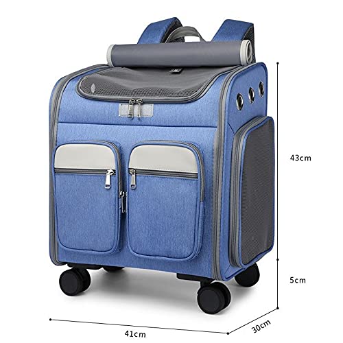 MNNE Mochila Grande de Viaje con Ruedas para Perros,Carrito Perro 2 en 1 Carrito Bolsa con Manecilla Transportín para Mascotas con Ruedas Desmontables para Perros y Gatos pequeños y medianos Gray