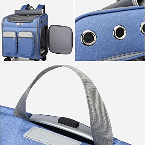 MNNE Mochila Grande de Viaje con Ruedas para Perros,Carrito Perro 2 en 1 Carrito Bolsa con Manecilla Transportín para Mascotas con Ruedas Desmontables para Perros y Gatos pequeños y medianos Gray