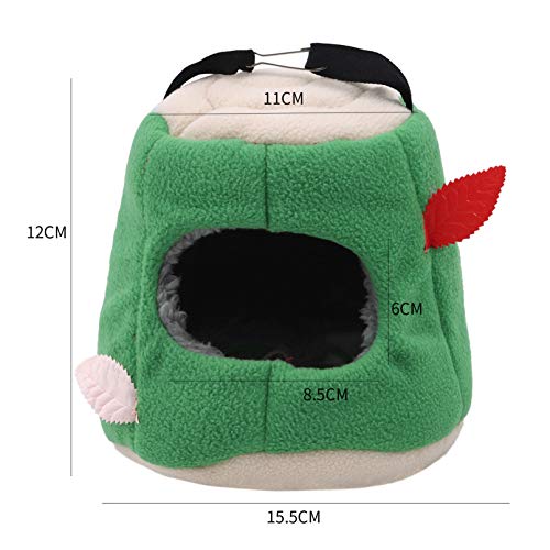 MNSYD Caseta de peluche para hamaca de invierno cálida para nido de pájaros, para periquitos, ninfas, conure cacatúa, color verde