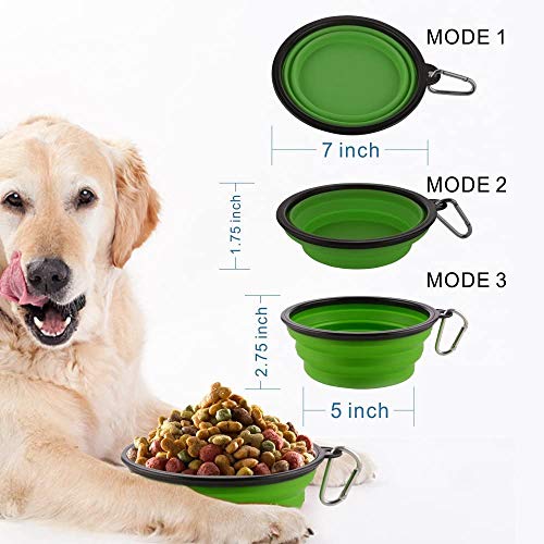 MOACC Cuenco Perro, Comedero para Mascotas Bebedero Portátil Plegable de Viaje Plato Silicona para Perros Gatos, Juego de 2