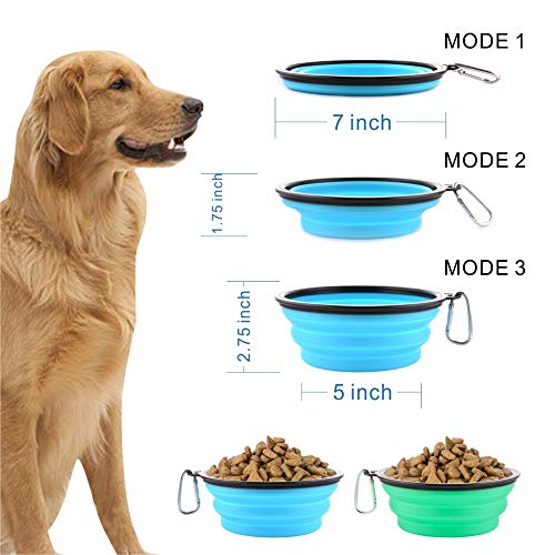 MOACC Cuenco Perro, Comedero para Mascotas Bebedero Portátil Plegable de Viaje Plato Silicona para Perros Gatos, Juego de 2