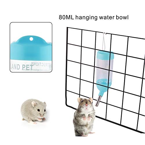 MOACC Hamster Botella de Agua Alimentador Automático Dispensador de Agua para Ratas, Cobayas, Hurones, Conejos, Pequeños Animales, 80ml, Azul