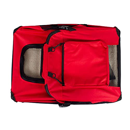 Mobiclinic, Balú, Transportín para Mascotas, Transportín para Perros, Gatos, Conejos, cobayas, Transportín Portátil y Transpirable, Talla M, Soporta 10 kg, 57x38x44 cm, Plegable, Rojo