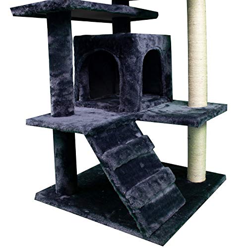 Mobiclinic, Rascador árbol para Gato, Modelo Tico, Grande, para Escalar, 3 Alturas, Soporta hasta 10 kg, con Plataformas y refugios, Juguete Desestresante, Cuerda de sisal, Gris