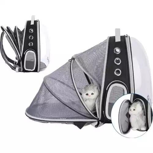 Mochila de gato perro – Bolsa de transporte para perro gato pequeño bolsa de burbujas para gatos perros con ventana frontal transparente y espalda extensible, ideal para viajes (azul)