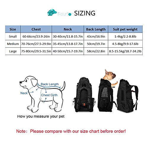 Mochila portadora para perros pequeños y medianos, bolsa de mochila Comfort Mochila con tapa abierta, malla lateral transpirable para viajes, aventuras de senderismo, acampar al aire libre,Black,M