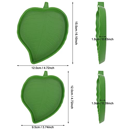 Molain 2 piezas hoja reptil comida agua tazón reptil tortuga alimento tazón plano beber agua tazón para lagartos, hámsters, serpientes 2 tamaños