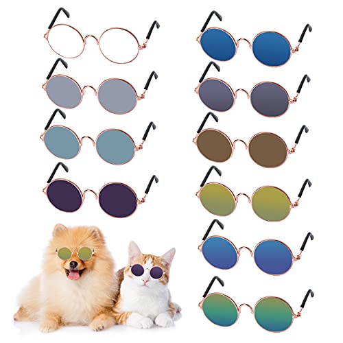 Molain Gafas de Sol pequeñas para Mascotas Redondas para Gatos y Perros, protección UV, diseño clásico, Retro, Gafas de Sol Divertidas