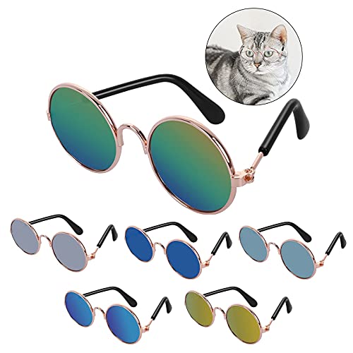 Molain Gafas de Sol pequeñas para Mascotas Redondas para Gatos y Perros, protección UV, diseño clásico, Retro, Gafas de Sol Divertidas