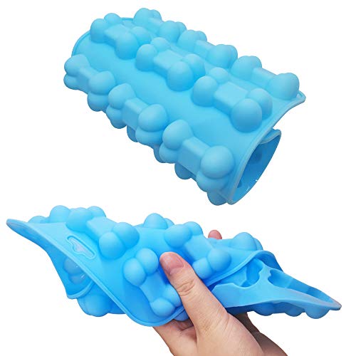 Moldes de silicona para hueso de perro cachorro, paquete de 3 bandejas antiadherentes DanziX para chocolate, caramelo, gelatina, cubito de hielo, golosinas para perros, morado, azul y verde