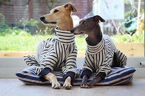 Mono de rayas blancas y marinas, pijamas, Whippet, galgo italiano, galgo galgo, acecho, sighthound, galgo, ropa saluki (XXSMALL)