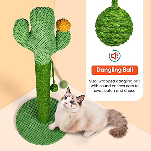 Mora Pets Rascador Gato Árbole para Gatos Cactus, 83x39cm (H x Ø) , Poste Rascadores de Sisal Natural, Color Grün