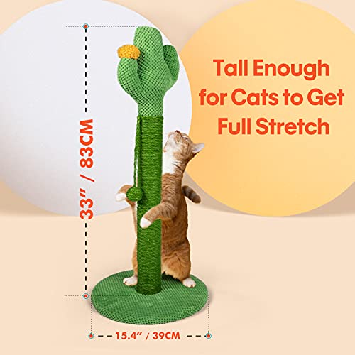 Mora Pets Rascador Gato Árbole para Gatos Cactus, 83x39cm (H x Ø) , Poste Rascadores de Sisal Natural, Color Grün