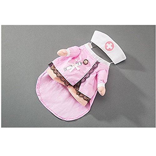 Morbuy Disfraz de Enfermera Ropa Traje Rosa para Mascotas Animal Doméstico Gato Perro con Dos Patas y Gorro para Halloween Navidad (M, color2)