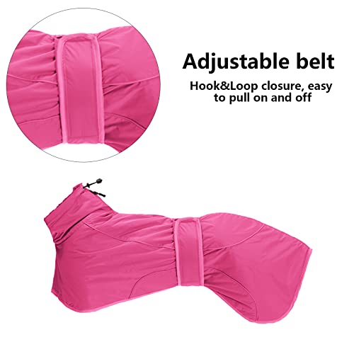 MOREZI Abrigo de Invierno para Perro, Capa Exterior Impermeable, Forro Polar, con cordón Ajustable y Hebilla de Velcro, Apto para Perros medianos y Grandes como los Galgos-Rosa-XS