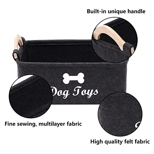 MOREZI Caja de almacenamiento de juguetes para mascotas de fieltro, utilizada para guardar juguetes para perros y gatos, ropa, bocadillos, etc.-Caja de juguetes para perros-Gris oscuro