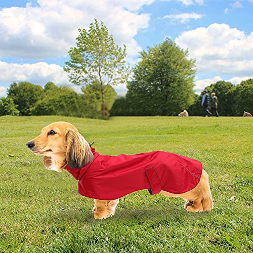 MOREZI Chaqueta de Invierno para Perro, Capa Exterior Impermeable, Forro Polar, con cinturón Ajustable y Ribete Reflectante, Apto para Perros pequeños y medianos-Rojo-S