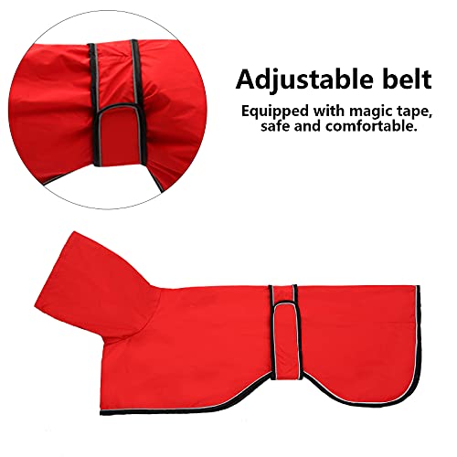 MOREZI Chubasquero para Perro, Cortaviento e Impermeable, Cuello Alto abatible, con Orificio para Cuerda de Seguridad y Hebilla de Velcro, Apto para Perros de tamaño Mediano-Rojo-XXL