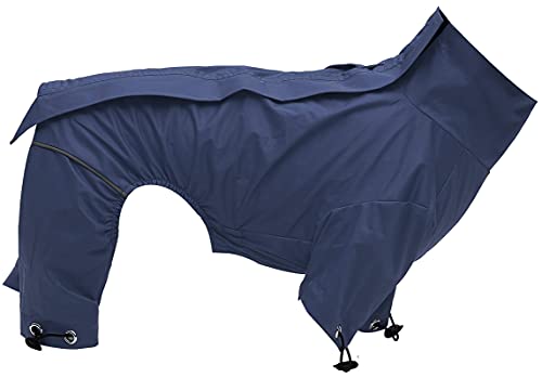 MOREZI Chubasquero para Perro de Cuatro Patas, Impermeable y Cortavientos, Alta transpirabilidad, diseño de Cremallera Trasera, con Rayas Reflectantes y cordón Ajustable-Azul Navy-L