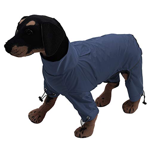 MOREZI Chubasquero para Perro de Cuatro Patas, Impermeable y Cortavientos, Alta transpirabilidad, diseño de Cremallera Trasera, con Rayas Reflectantes y cordón Ajustable-Azul Navy-L