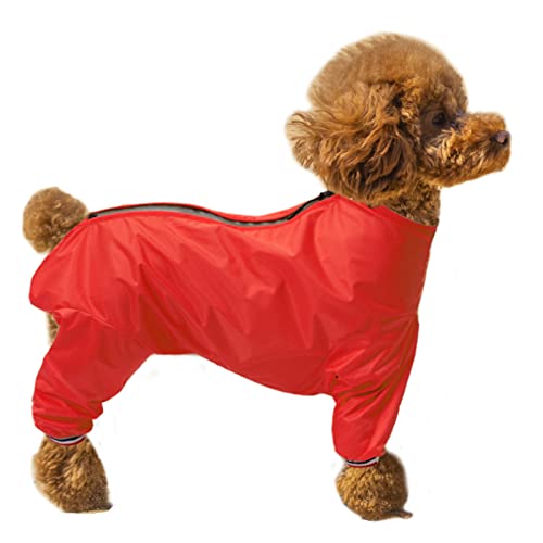 MOREZI Chubasquero para Perros de Cuatro Patas, con diseño de Cremallera Trasera con Orificio para el Cuello, Apto para Perros pequeños-Rojo-XXXL