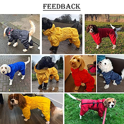 MOREZI Chubasquero para Perros de Cuatro Patas, Impermeable y Transpirable, diseño de Cremallera Trasera, con cordón Ajustable, fácil de Poner y Quitar-Amarillo-XXL